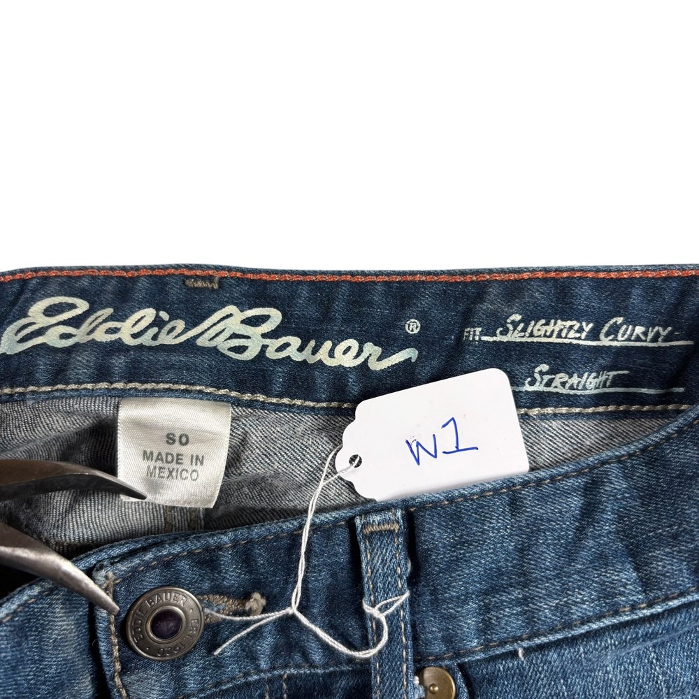 Eddie Bauer Straight Jeans Womens S0 Blue Slightly Curvy Dark Denim Normcore - Picture 7 of 7
